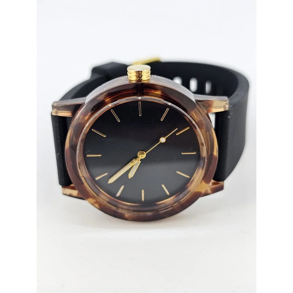 Women's Minimalist Watch‎ 41MM Black Dial Black Plastic Bands NEW Battery